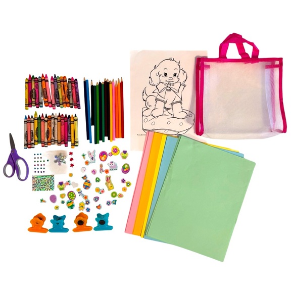 Art bundle stickers crayons colored pencils coloring page colored paper & more - Picture 1 of 11